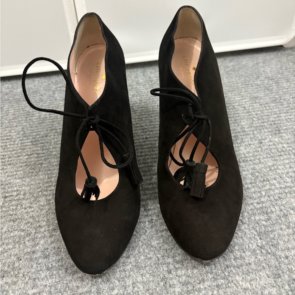 Kate Spade Black Suede Heel with Tassels